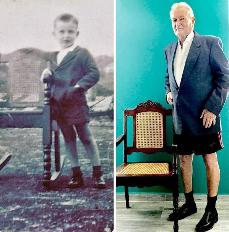 80 лет спустя. Фотосессия 80 лет дедушки. Мой дед тогда и сейчас. My grandfather 1950s.